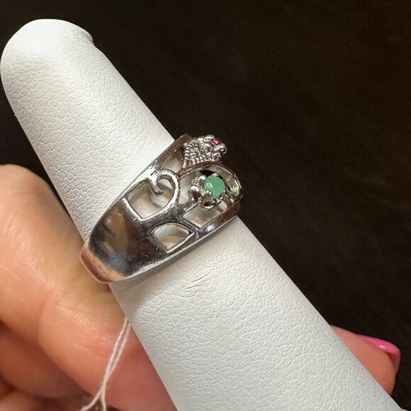 Vintage handmade Ruby/Emerald/Sapphire, Sterling Silver Gothic Ring! - Picture 9 of 9